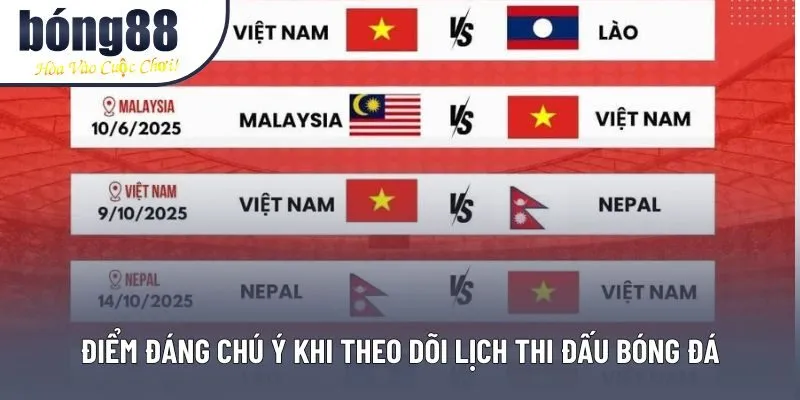 Điểm đáng chú ý khi theo dõi lịch thi đấu bóng đá